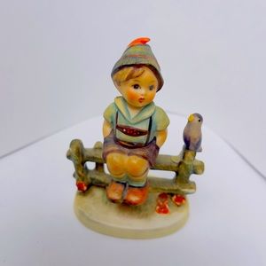 Goebel Hummel Boy On Fence With Bird